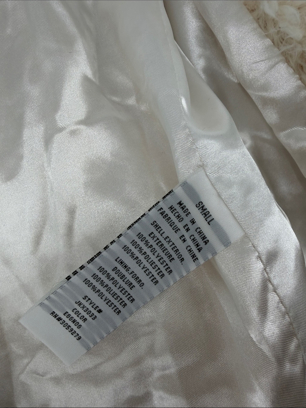 Thread & Supply Plush Teddy Jacket in Cream lined coat jacket Small - Picture 8 of 9